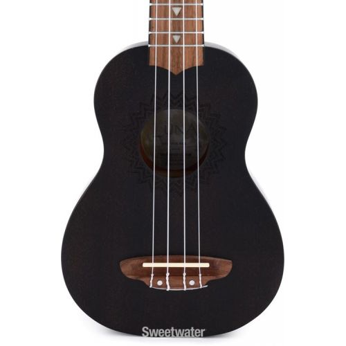  Luna Vintage Mahogany Soprano Ukulele - Black Satin