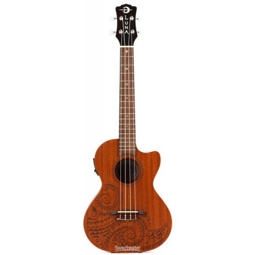  Luna Tattoo Mahogany Acoustic-electric Tenor Ukulele - Satin Natural