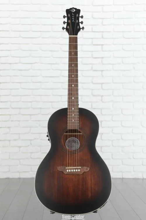  Luna Art Vintage Parlor Solid Top Acoustic-electric Guitar - Distressed Vintage Brownburst Demo