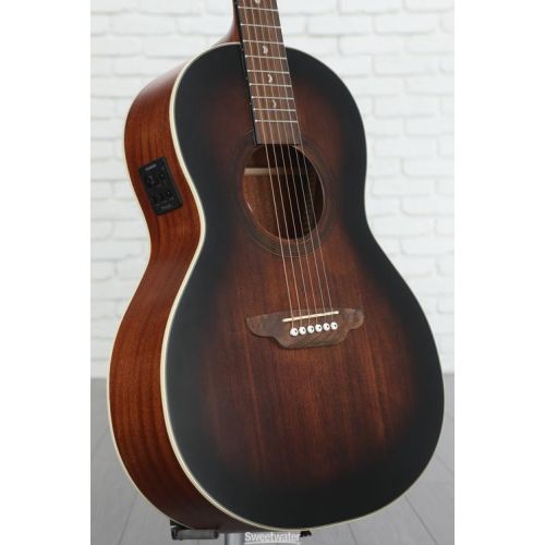  Luna Art Vintage Parlor Solid Top Acoustic-electric Guitar - Distressed Vintage Brownburst Demo