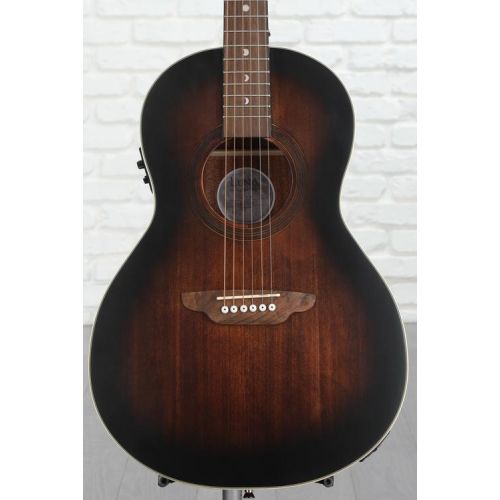  Luna Art Vintage Parlor Solid Top Acoustic-electric Guitar - Distressed Vintage Brownburst Demo