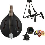 Luna Moonbird A-Style Acoustic-Electric Mandolin Essentials Bundle - Black Satin