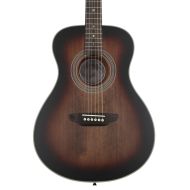 Luna Art Vintage Folk, Left-Handed Acoustic Guitar - Distressed Vintage Brownburst