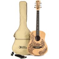 Luna Safari Henna Paradise Acoustic-electric Travel Guitar Pack - Natural