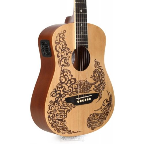  Luna Safari Henna Paradise Acoustic-electric Travel Guitar Pack - Natural