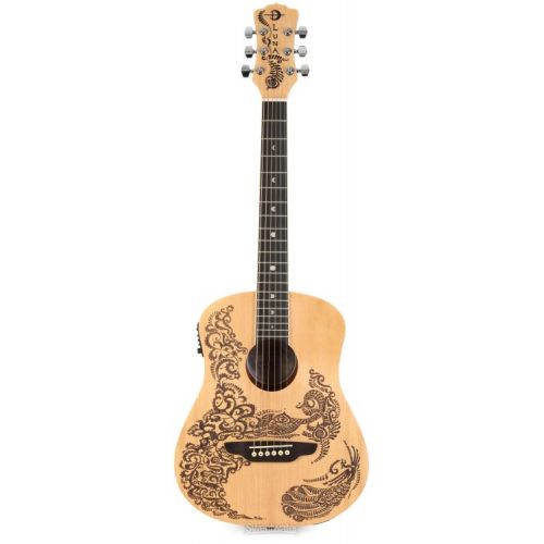  Luna Safari Henna Paradise Acoustic-electric Travel Guitar Pack - Natural