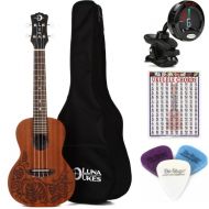 Luna Lizard Mahogany Concert Ukulele Essentials Bundle - Satin Natural