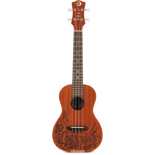  Luna Lizard Mahogany Concert Ukulele Essentials Bundle - Satin Natural