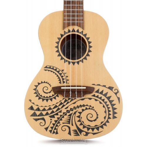  Luna Tattoo Spruce Concert Ukulele - Satin Natural