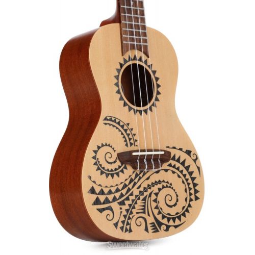  Luna Tattoo Spruce Concert Ukulele - Satin Natural