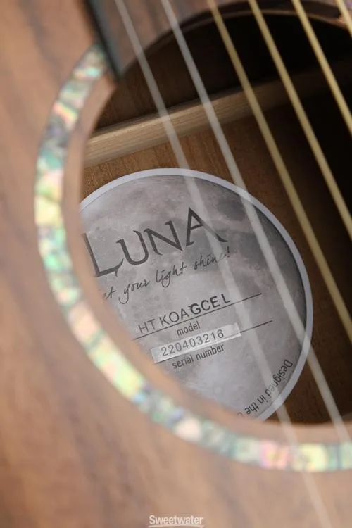  Luna High Tide Koa Grand Concert Left-Handed Acoustic-electric Guitar - Satin Natural