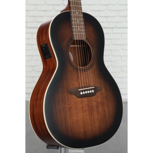  Luna Art Vintage Parlor Solid Top Acoustic-electric Guitar - Distressed Vintage Brownburst