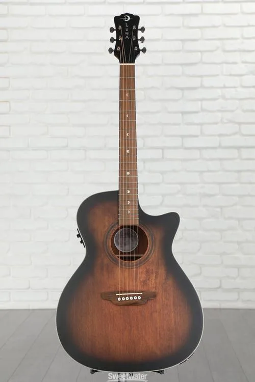  Luna Art Vintage Grand Auditorium Acoustic-electric Guitar - Distressed Vintage Brownburst