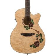 Luna Flora Rose Acoustic-electric Guitar - Gloss Natural Quilted Maple