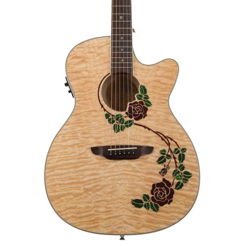  Luna Flora Rose Acoustic-electric Guitar - Gloss Natural Quilted Maple