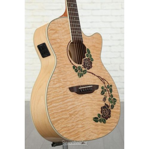  Luna Flora Rose Acoustic-electric Guitar - Gloss Natural Quilted Maple
