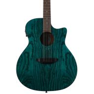 Luna Gypsy Quilted Ash Acoustic-electric Guitar - Transparent Teal