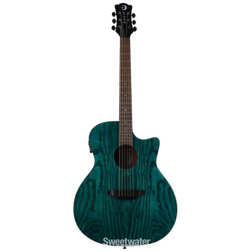  Luna Gypsy Quilted Ash Acoustic-electric Guitar - Transparent Teal