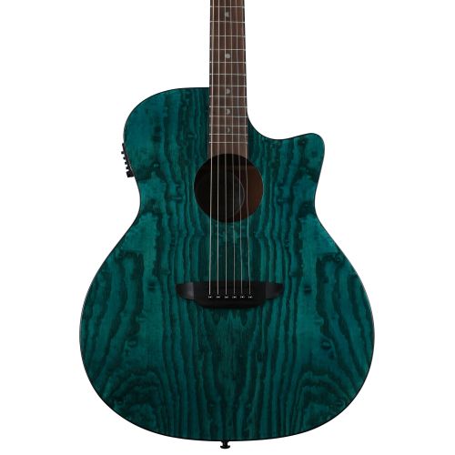  Luna Gypsy Quilted Ash Acoustic-electric Guitar - Transparent Teal