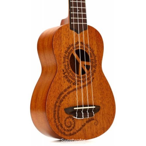  Luna Maluhia Peace Soprano Ukulele - Satin Natural