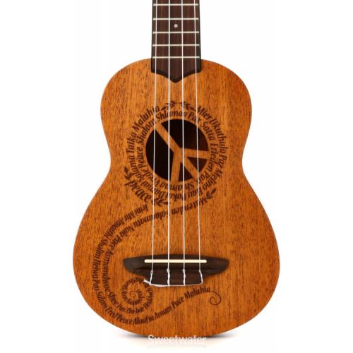  Luna Maluhia Peace Soprano Ukulele - Satin Natural