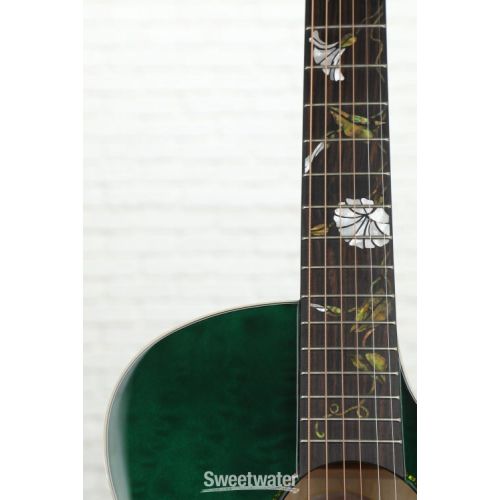  Luna Flora Moonflower Folk Acoustic-electric Guitar - Transparent Mallard