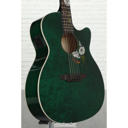  Luna Flora Moonflower Folk Acoustic-electric Guitar - Transparent Mallard