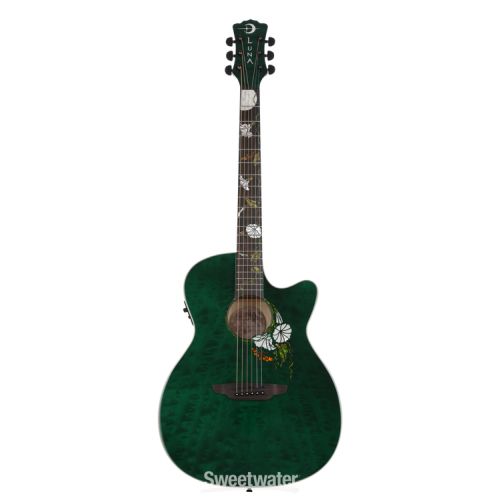  Luna Flora Moonflower Folk Acoustic-electric Guitar - Transparent Mallard