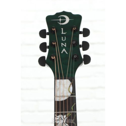  Luna Flora Moonflower Folk Acoustic-electric Guitar - Transparent Mallard