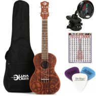 Luna Love Music Peace Concert Ukulele Essentials Bundle - Satin Natural