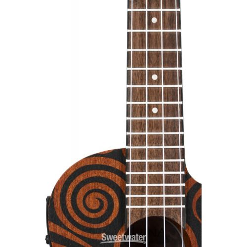  Luna Tribal Mahogany Concert Cutaway Ukulele A/E - Satin Natural