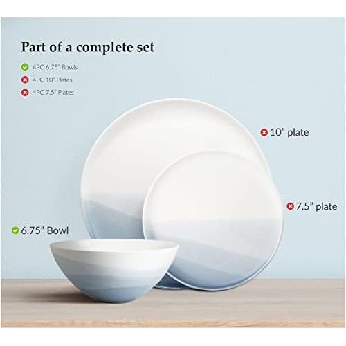  [아마존베스트]Luna 4PC 6.75, 32 ounces Glacial Porcelain Bowls | Microwave safe bowl l Cereal bowls | Pasta bowl | Large soup bowl | ceramic bowl | Kitchen bowls | salad bowl set