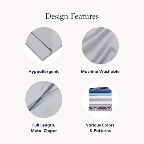  [아마존베스트]LUNA Cotton Hypoallergenic, Breathable, Zipper Closure Duvet Cover Sets, Checkered, Twin, Blue Space