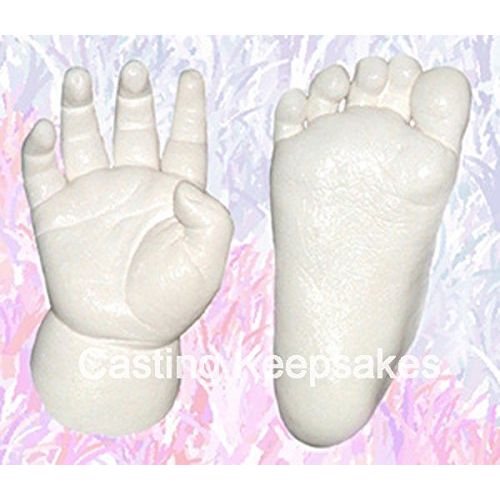  [아마존베스트]Luna Bean Infant Plaster Statue Casting Keepsake Kit - Cast Baby Hand & Foot (0-9M) (Clear Glaze)