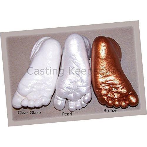  [아마존베스트]Luna Bean Infant Plaster Statue Casting Keepsake Kit - Cast Baby Hand & Foot (0-9M) (Clear Glaze)