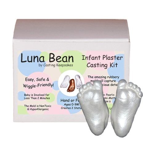  [아마존베스트]Luna Bean INFANT Plaster Statue Casting Keepsake Kit - Cast Baby Hand & Foot (0-9M) (Pearl)