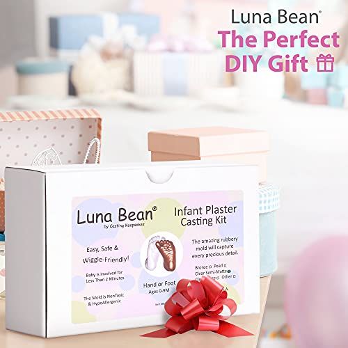  Luna Bean Infant Plaster Statue Casting Keepsake Kit - Cast Baby Hand & Foot (0-9M) (Bronze)