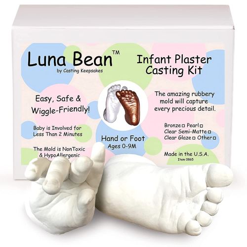  Luna Bean Infant Plaster Statue Casting Keepsake Kit - Cast Baby Hand & Foot (0-9M) (Bronze)