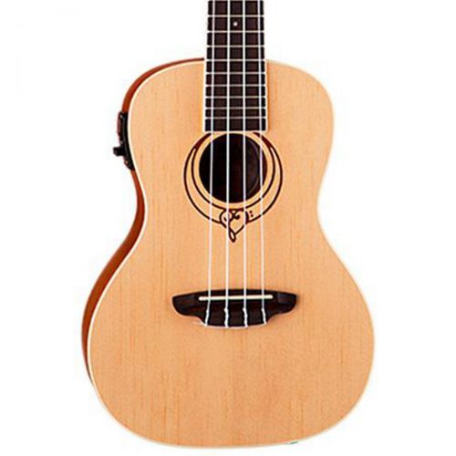  Luna Guitars},description:This ingenious uke features a distinctive treblebass clef inlaid mahogany rosette with a B-Band preamp and USB output that allows a player to capture the