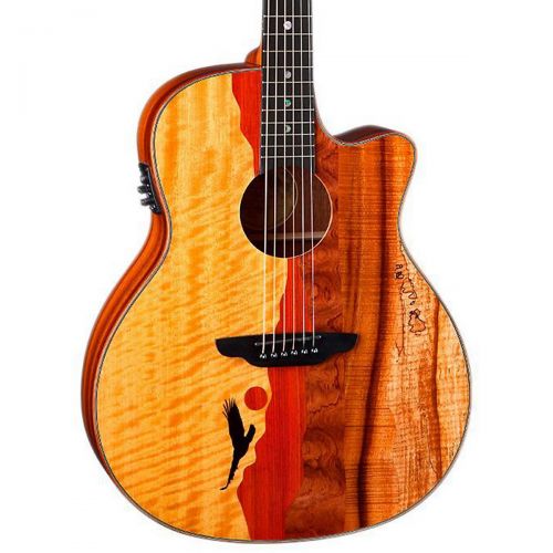  Luna Guitars},description:Who among us has never dreamed of soaring high and free above the world upon which were bound? The Vista Eagle lets your imagination take wing against a b