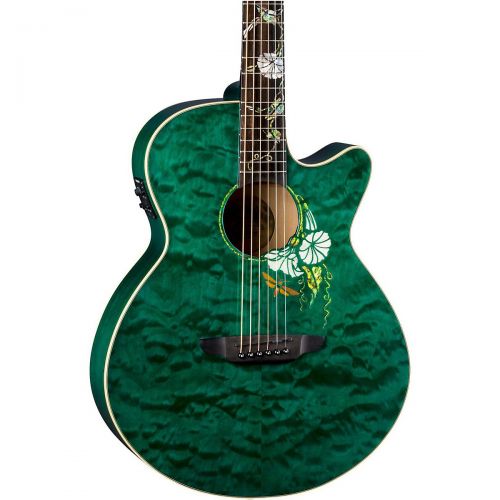  Luna Guitars},description:The Moonflower is an apt addition to Lunas Flora Series, as the Moonflowers large, white trumpet-shaped blooms start to open at night under the moon. A sp