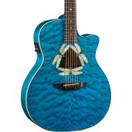 Luna Guitars},description:From the fanciful trio of abalone and mother-of-pearl dragonflies gathered around its soundhole to its stunning transparent teal finish, the Dragonfly is