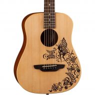 Luna Guitars},description:This little jewel boasts fantasy artwork by Alex Morgan featuring laser etched faeries, ferns, flowers and an owl. Whoo could resist this magical instrume