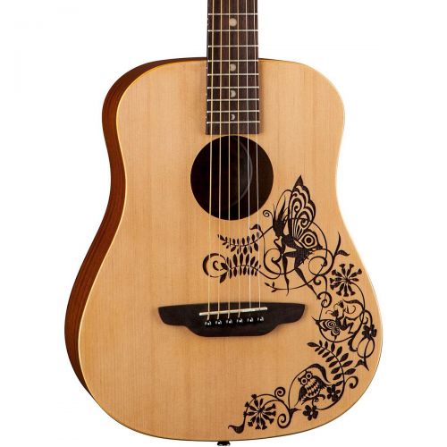  Luna Guitars},description:This little jewel boasts fantasy artwork by Alex Morgan featuring laser etched faeries, ferns, flowers and an owl. Whoo could resist this magical instrume