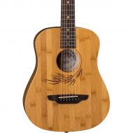 Luna Guitars},description:The Luna Safari Bamboo guitar is a 34 dreadnought travel acoustic that has a bamboo top, back, and sides, as well as a bamboo leaf laser etching around t