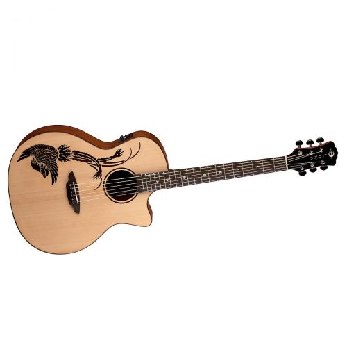  Luna Guitars},description:A symbol of rebirth, the phoenix represents beauty, power, vision and inspiration. The triumphant spirit of the phoenix is perfectly captured in Lunas Ora