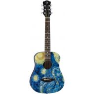 Luna SAFSTR Safari Starry Night Spruce Top Acoustic Guitar, Translucent Blue