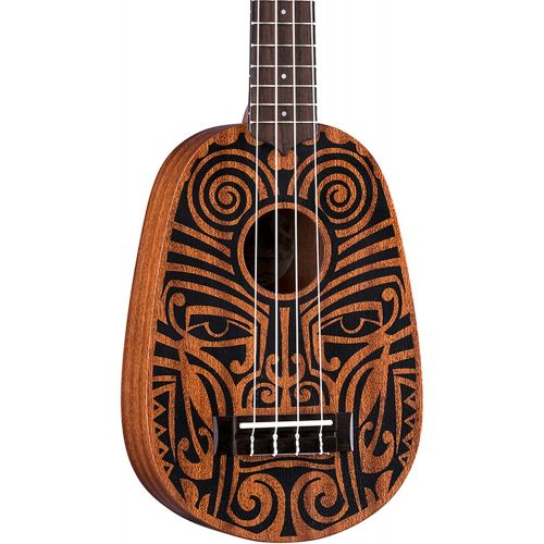  Luna Guitars Luna Tribal Mahogany Soprano Pineapple Ukulele, Satin Natural