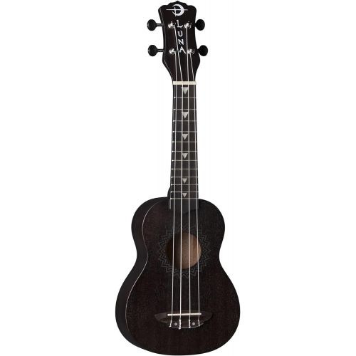  [아마존베스트]Luna Guitars Luna Vintage Mahogany Soprano Ukulele, Black Satin