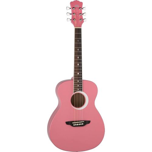  Luna Guitars Luna Aurora Borealis 34 Acoustic Guitar, Pink Pearl